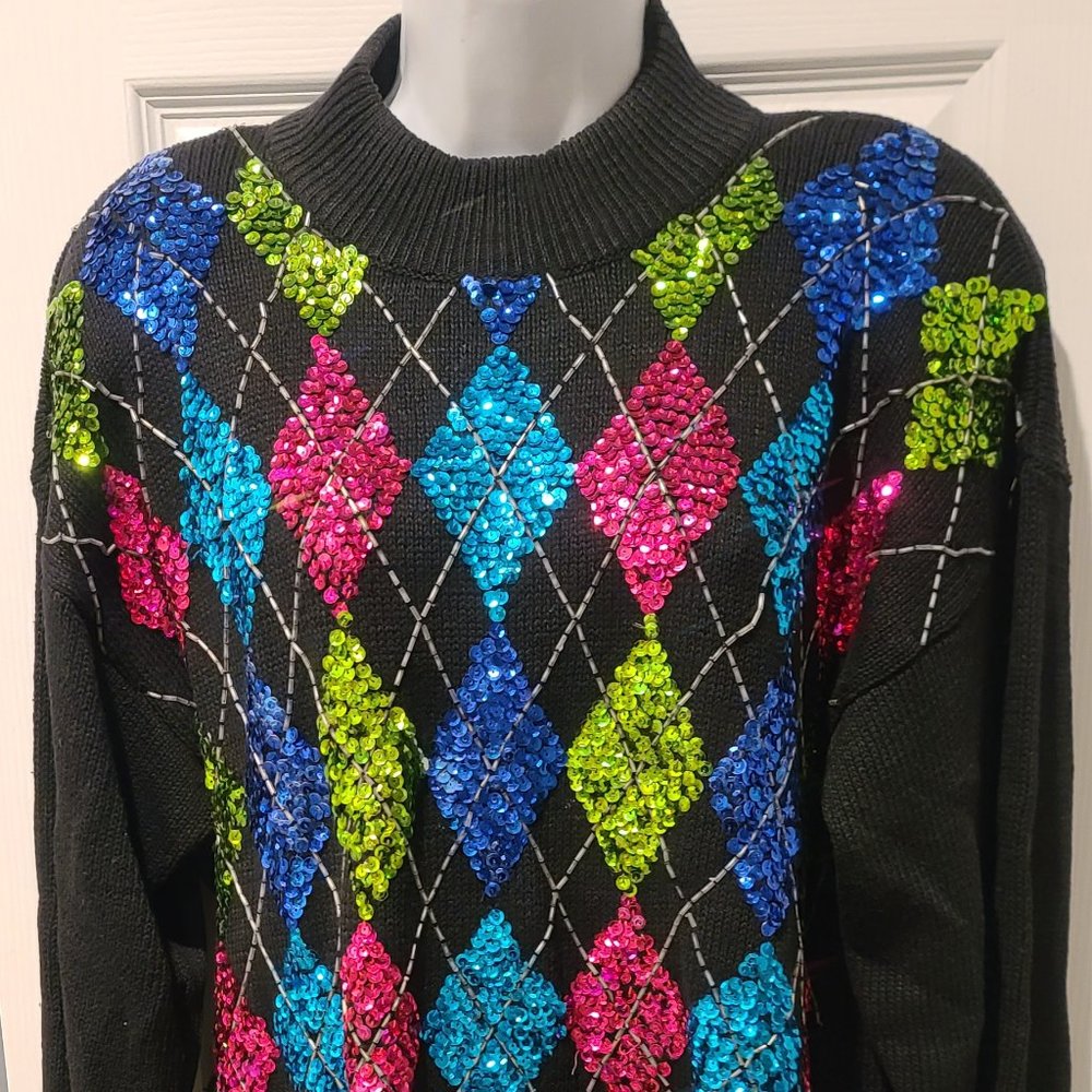 Vintage Eminent Diamond Sequin Sweater